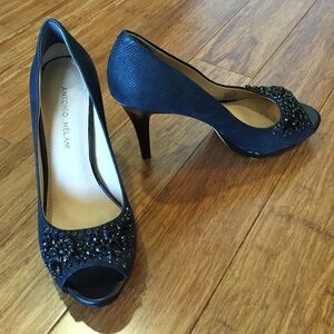 ANTONIO MELANI Midnight Blue Embellished Heels
